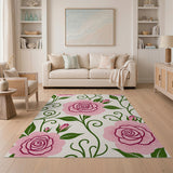 Vintage Pink Roses Vine Floral Area Rug