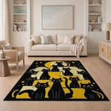 Tower of Black Cats Under Glowing Moon Rug