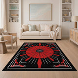 Bold Red Sunburst Southwestern Rug