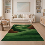 Green Layered Mountains Area Rug