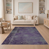 Distressed Purple Geometric Area Rug
