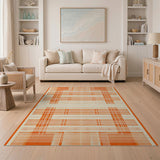 Bold Orange Grid Plaid Area Rug