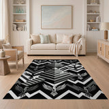 Geometric Eagle Pyramid Black White Area Rug