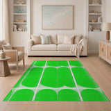 Vibrant Green Organic Grid Area Rug