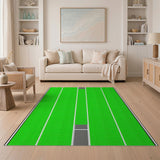 Geometric Modern Green Soccer Field Green Area Rug