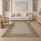Beige Woven Framed Area Rug