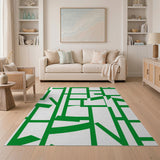 Vibrant Green Geometric Abstract Geometric Modern Area Rug