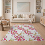 Floral Vintage Pink Vibrant Pink Floral Swirl Area Rug