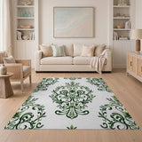 Floral Vintage Green Elegant Green Floral Damask Area Rug