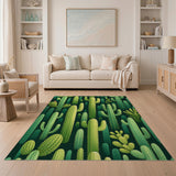 Lush Green Cactus Forest Area Rug