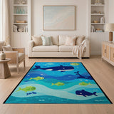 Cartoon Whale Ocean Kids Area Rug