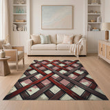 Distressed Red Woven Basketweave Area Rug