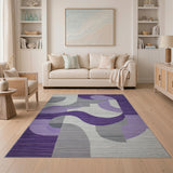 Purple Geometric Modern Purple Grey Abstract Geometric Area Rug
