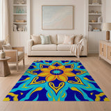 Vibrant Navy Mandala Sunflower Area Rug