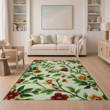 Vintage Red Floral Branch Area Rug
