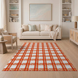 Bold Orange Plaid Check Area Rug