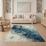 Octopus Vintage Map Washable Area Rug