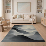 Abstract Halftone Mountain Waves Area Rug