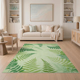 Green Floral Vintage Lush Green Fern Area Rug