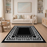 Black White Geometric Nested Frame Area Rug