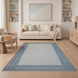 Navy Chevron Border Woven Area Rug