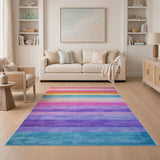 Multi-color and Patterns Vibrant Multi-Color Horizontal Stripe Area Rug
