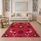 Vibrant Red Persian Starburst Floral Area Rug