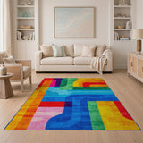 Vibrant Geometric Abstract Geometric Modern Area Rug