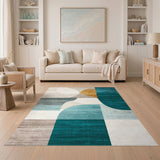 Blue Teal Abstract Area Rug