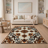 Burnt Orange Persian Floral Medallion Rug