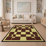 Brown Tan Asymmetrical Geometric Area Rug
