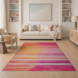 Geometric Modern Multi-color and Patterns Vibrant Multi-Color Geometric Stripe Rug