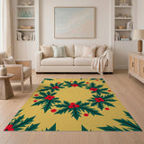Golden Holly Berry Wreath Area Rug