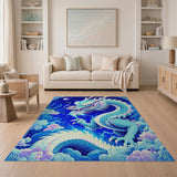 Blue and Teal Majestic Blue Dragon Storm Area Rug