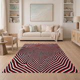 Hypnotic Red Black Swirl Geometric Area Rug