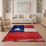 Red Distressed Texas Lone Star Flag Area Rug