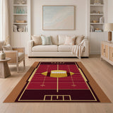 Geometric Modern Red Football Field Area Rug