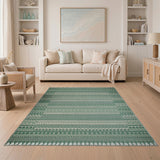 Green Woven Heritage Tribal Area Rug