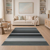 Geometric Modern Grey Striped Area Rug