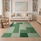 Green Geometric Block Modern Area Rug