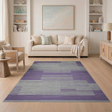Purple Gray Geometric Striped Area Rug