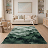 Ethereal Green Watercolor Mountains Area Rug