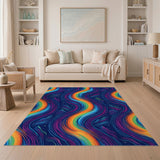Vivid Rainbow Aurora Wave Area Rug