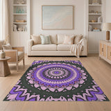 Purple Purple Mandala Geometric Area Rug