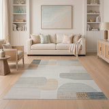 Abstract Organic Shapes Beige Grey Rug