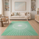 Radiant Green Sunburst Area Rug