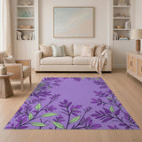 Purple Foliage Frame Area Rug
