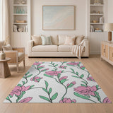 Vintage Pink Floral Vine Area Rug