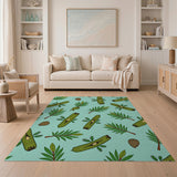 Odika Fruit Pod and Leaf Teal Rug