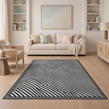 Zigzag Geometric Black White Area Rug